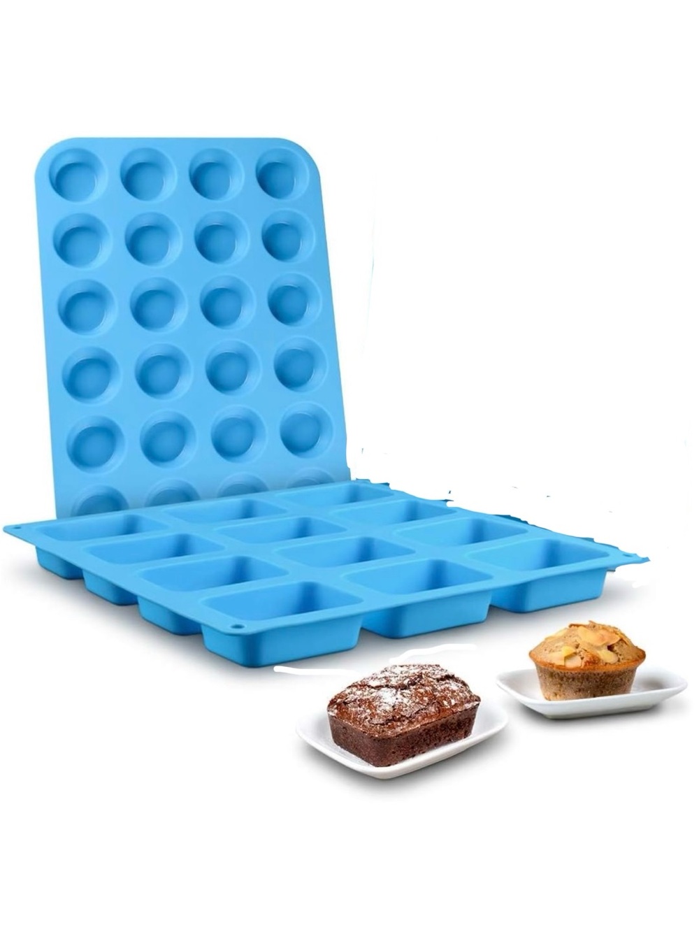 CAKETIME Silicone Muffin Pan - Mini Loaf Pan Silicone Baking Molds Food Grade